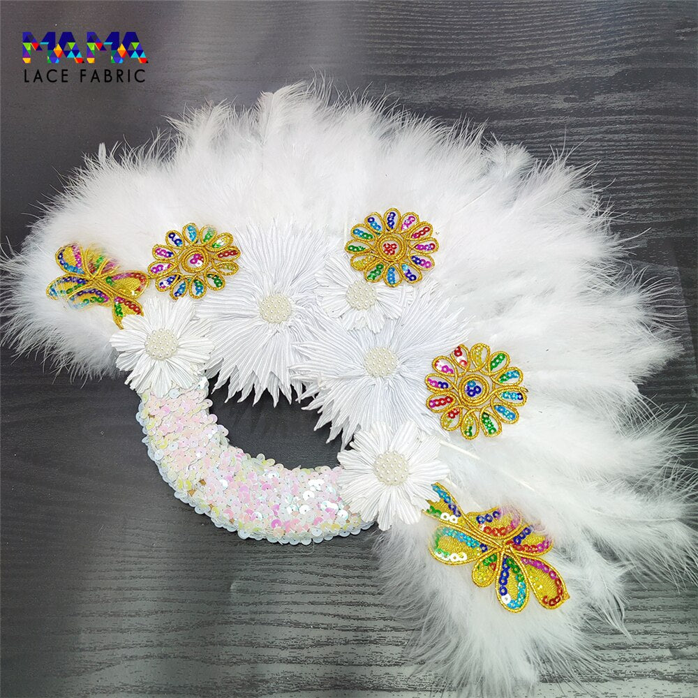 Feather Fan With Stones