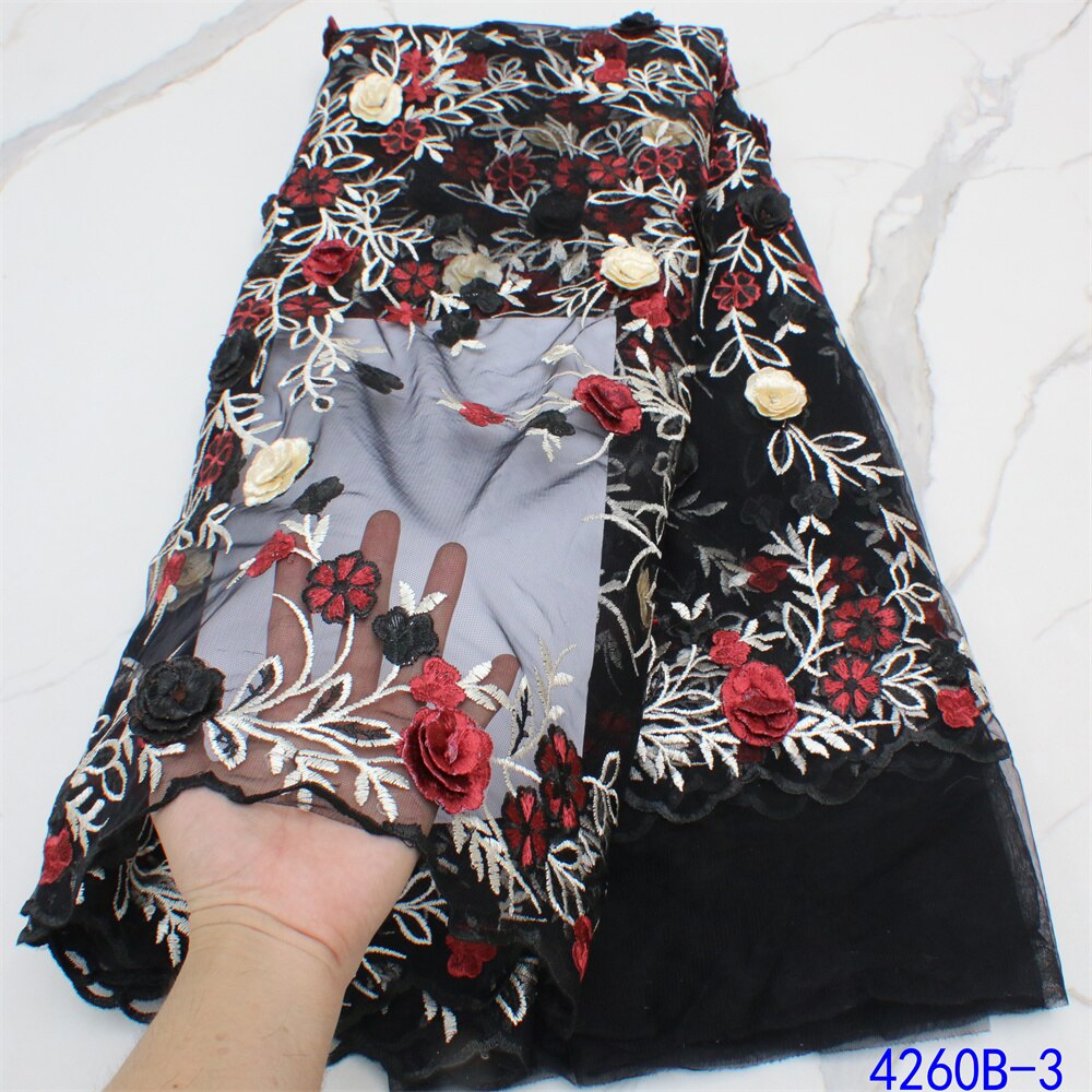 French Net Lace With Flowers 5 Yards