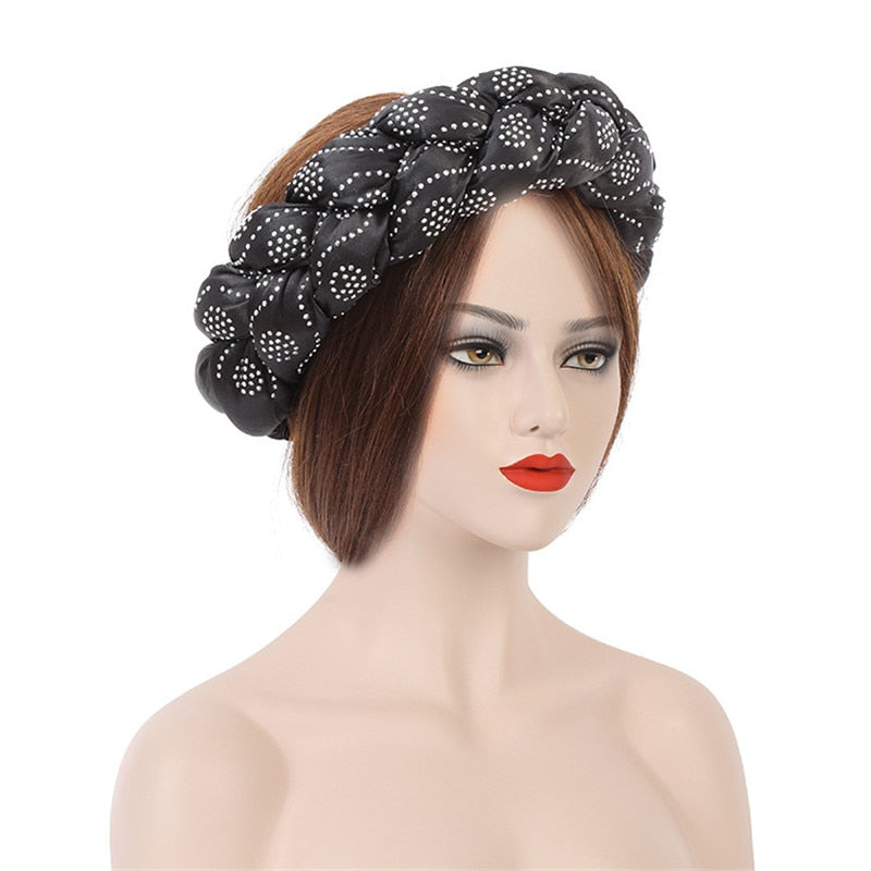 Satin Braided HeadBand With Sequins
