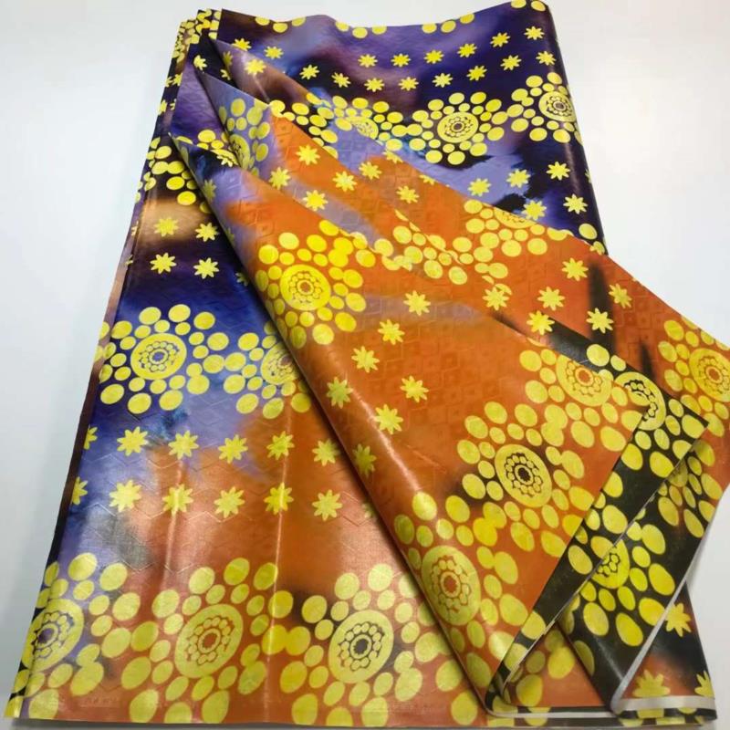 Top Quality Colorful Style African Bazin Riche Fabric Cotton Basin Sewing Guinea Brocade Tissu Africain Nigerian Atiku 5 Yards