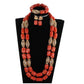Nigeria Wedding Jewelry Handmade  Original Coral African Beads Jewelry Set Gold Dubai Women Costume Jewelry Set Coral Party ABG8