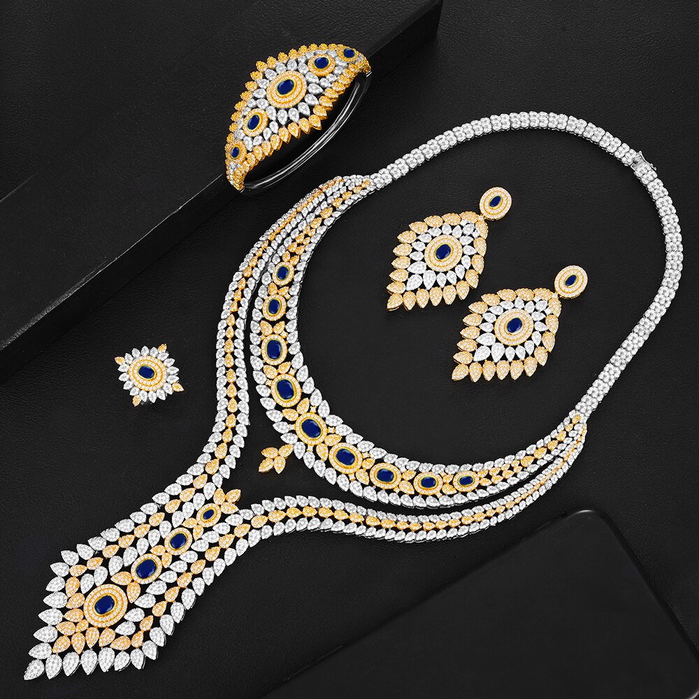 Double Layer Cubic Zircon Chokers Dubai Gold