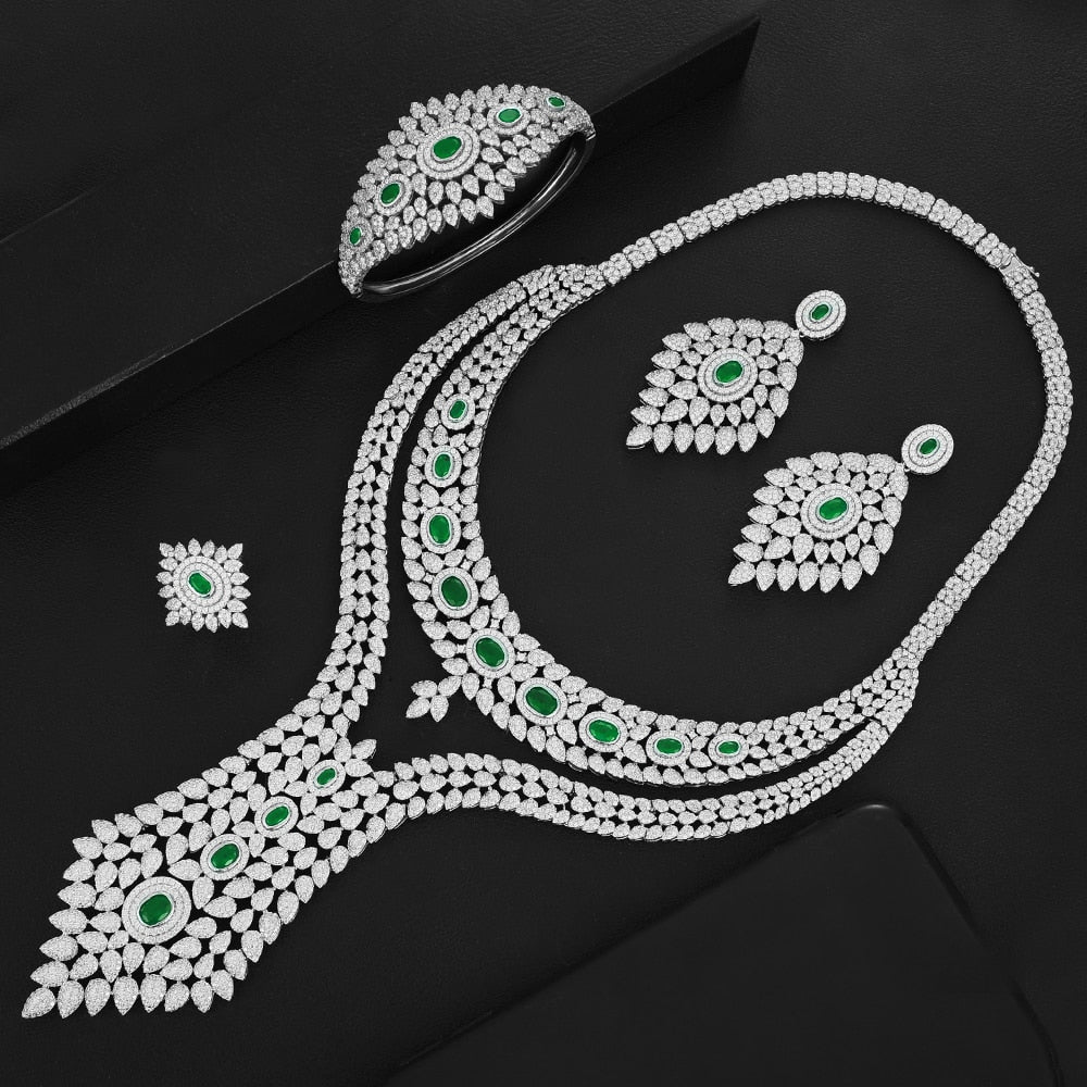 Double Layer Cubic Zircon Chokers Dubai Gold