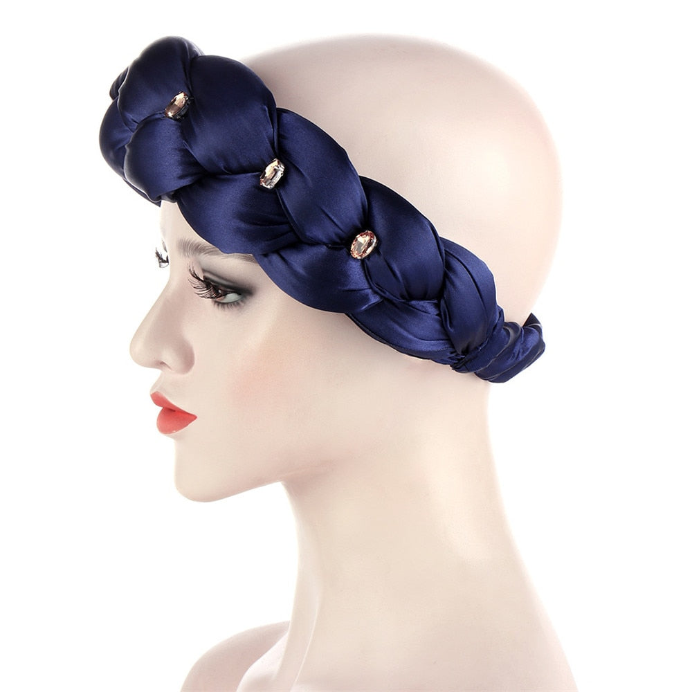Satin Braided HeadBand With Sequins