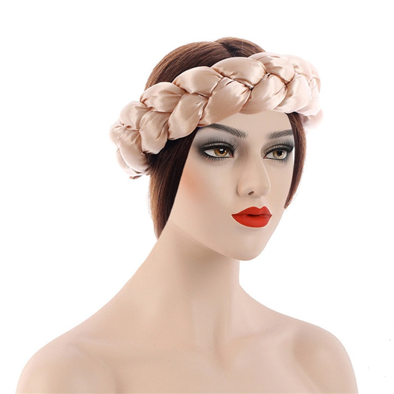Satin Braided HeadBand With Sequins