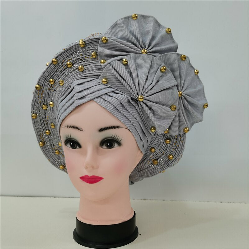 Beaded Auto Gele With Sequins