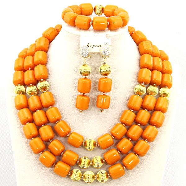 Traditional Nigerian Wedding Artificial Coral Beads Bridal Jewelry Sets African Beads Jewelry Necklace Set Free Shipping ABF901