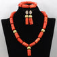 Wonderfu  Birthday Gift Natural Coral Beads Necklace Set African Coral Necklace Jewelry Set Cheap  Beads Free Shipping ABL534