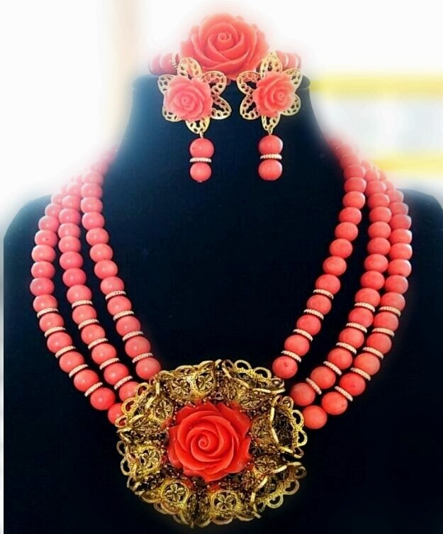 Genuine Coral Edo Bridal Bead Set