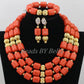 Traditional Nigerian Wedding Artificial Coral Beads Bridal Jewelry Sets African Beads Jewelry Necklace Set Free Shipping ABF901