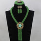 Nigerian African Party Jewelry Set Shinny White and Gold Crystal Rope Chain Necklace Set Women Birthday Gift Jewelry Set ABH467