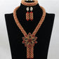 Nigerian African Party Jewelry Set Shinny White and Gold Crystal Rope Chain Necklace Set Women Birthday Gift Jewelry Set ABH467