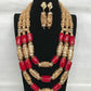 Coral Beads Wedding Jewelry Set For Bride and Groom