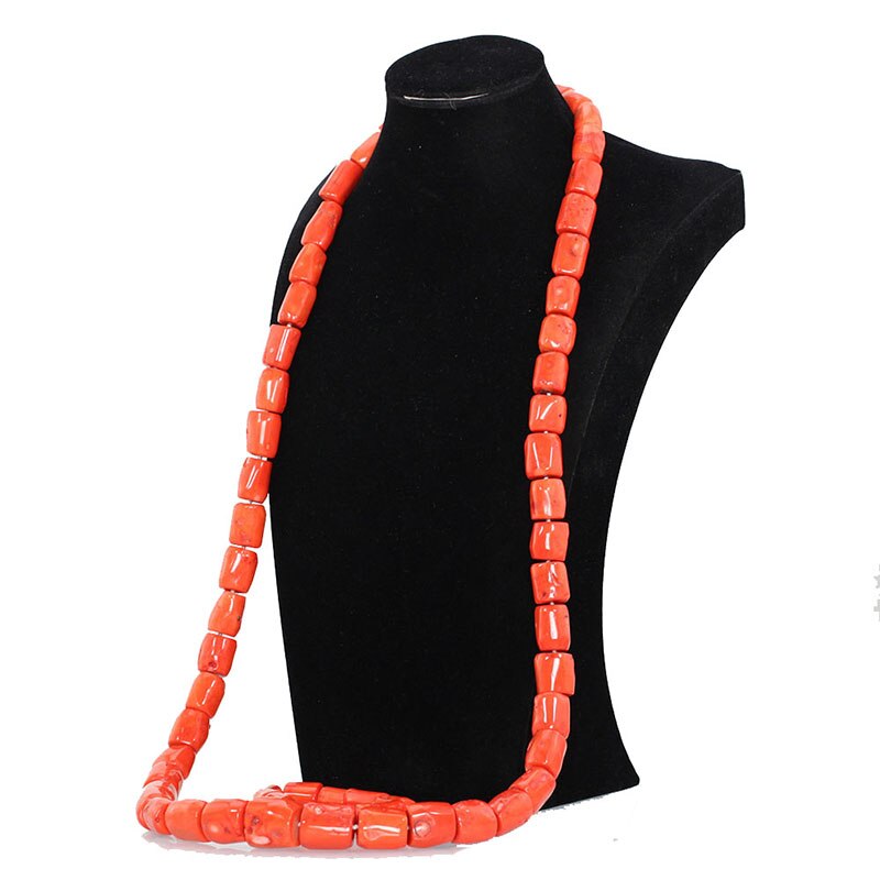 Coral Beads Wedding Jewelry Set For Bride and Groom