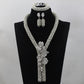 Nigerian African Party Jewelry Set Shinny White and Gold Crystal Rope Chain Necklace Set Women Birthday Gift Jewelry Set ABH467