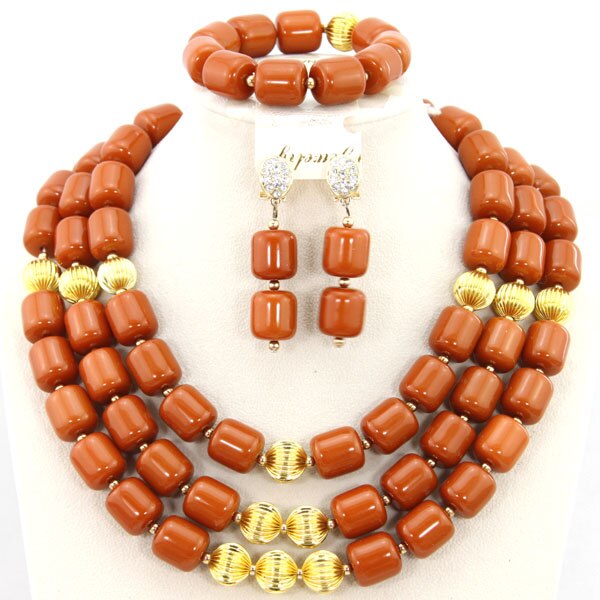 Traditional Nigerian Wedding Artificial Coral Beads Bridal Jewelry Sets African Beads Jewelry Necklace Set Free Shipping ABF901