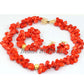 Natural Coral Beads Jewelry Set Necklace Earrings Bracelet Set