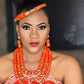 URORU African jewellery Set Nature Original Coral Beads Jewelry Set for women Fashion 2 Layers Nigerian Necklace for Wedding