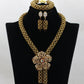 Nigerian African Party Jewelry Set Shinny White and Gold Crystal Rope Chain Necklace Set Women Birthday Gift Jewelry Set ABH467