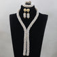 Nigerian African Party Jewelry Set Shinny White and Gold Crystal Rope Chain Necklace Set Women Birthday Gift Jewelry Set ABH467