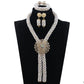 Nigerian African Party Jewelry Set Shinny White and Gold Crystal Rope Chain Necklace Set Women Birthday Gift Jewelry Set ABH467