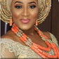 URORU African jewellery Set Nature Original Coral Beads Jewelry Set for women Fashion 2 Layers Nigerian Necklace for Wedding