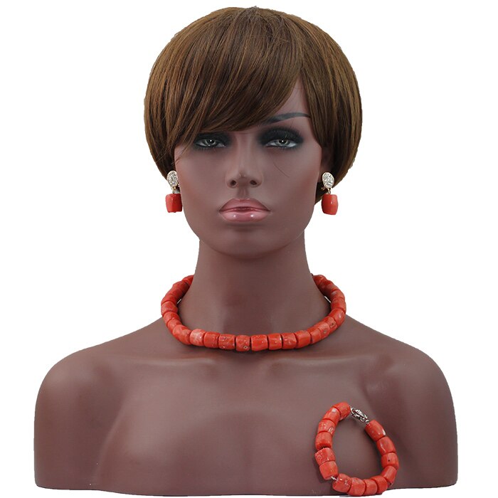 Wonderfu  Birthday Gift Natural Coral Beads Necklace Set African Coral Necklace Jewelry Set Cheap  Beads Free Shipping ABL534