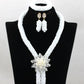 Nigerian African Party Jewelry Set Shinny White and Gold Crystal Rope Chain Necklace Set Women Birthday Gift Jewelry Set ABH467