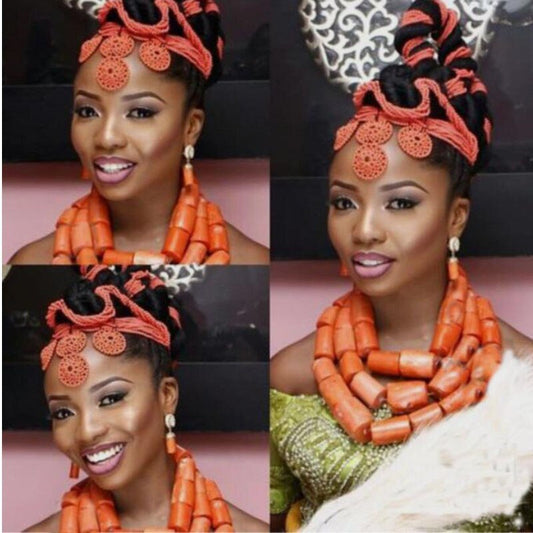 Choker Jewelry Set Genuine Coral Beads Necklace