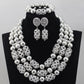 Coral Beads Wedding Jewelry Set For Bride and Groom