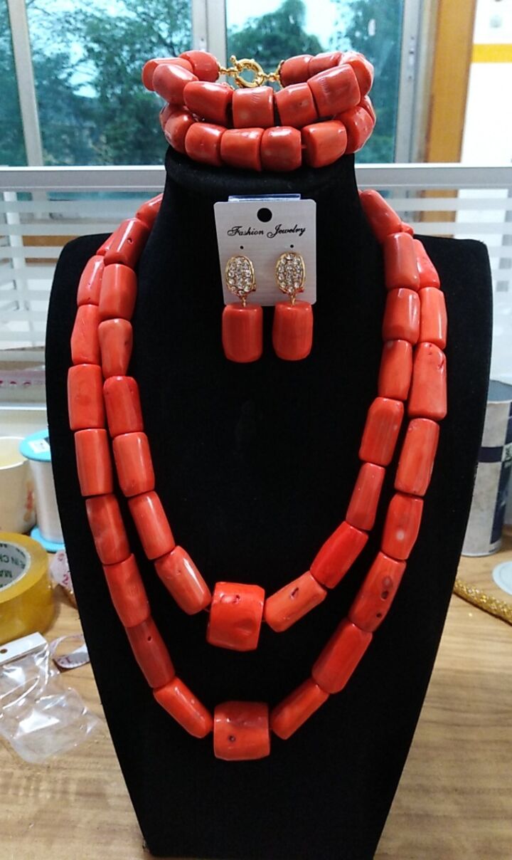 Genuine Coral Edo Bridal Bead Set