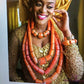 URORU African jewellery Set Nature Original Coral Beads Jewelry Set for women Fashion 2 Layers Nigerian Necklace for Wedding