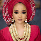 Coral Beads Wedding Jewelry Set For Bride and Groom