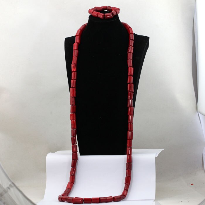 Coral Beads Wedding Jewelry Set For Bride and Groom