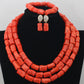 Nigeria Wedding Jewelry Handmade  Original Coral African Beads Jewelry Set Gold Dubai Women Costume Jewelry Set Coral Party ABG8