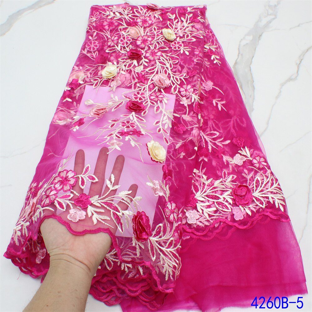 French Net Lace With Flowers 5 Yards