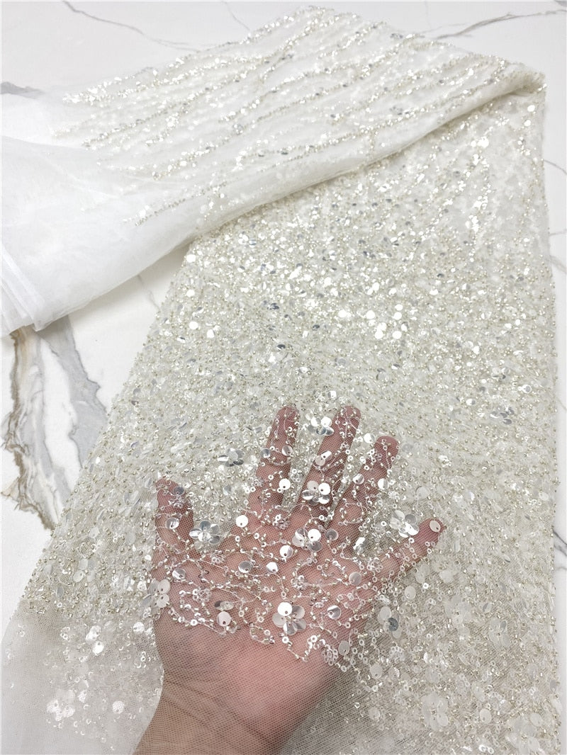 French Lace With Beads and Sequins