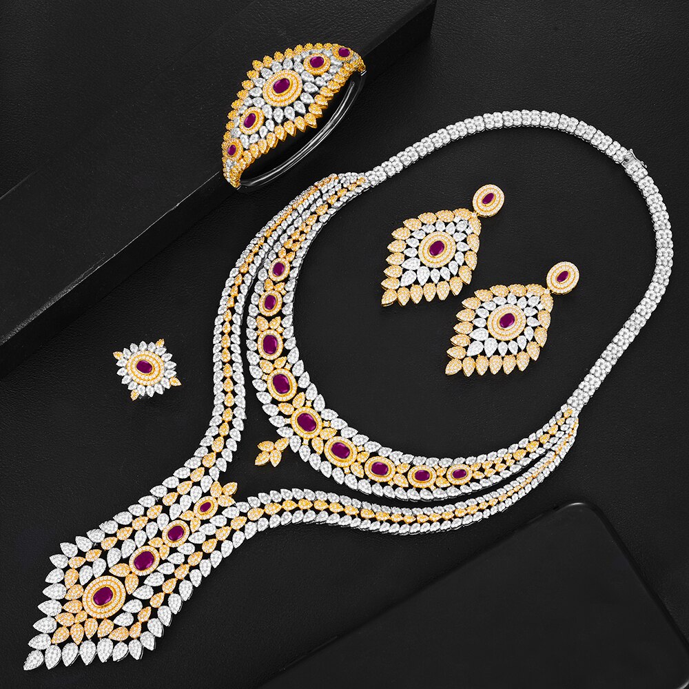 Double Layer Cubic Zircon Chokers Dubai Gold