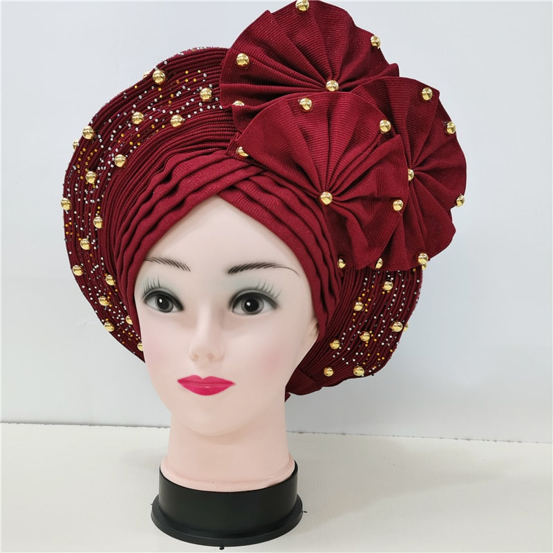 Beaded Auto Gele With Sequins