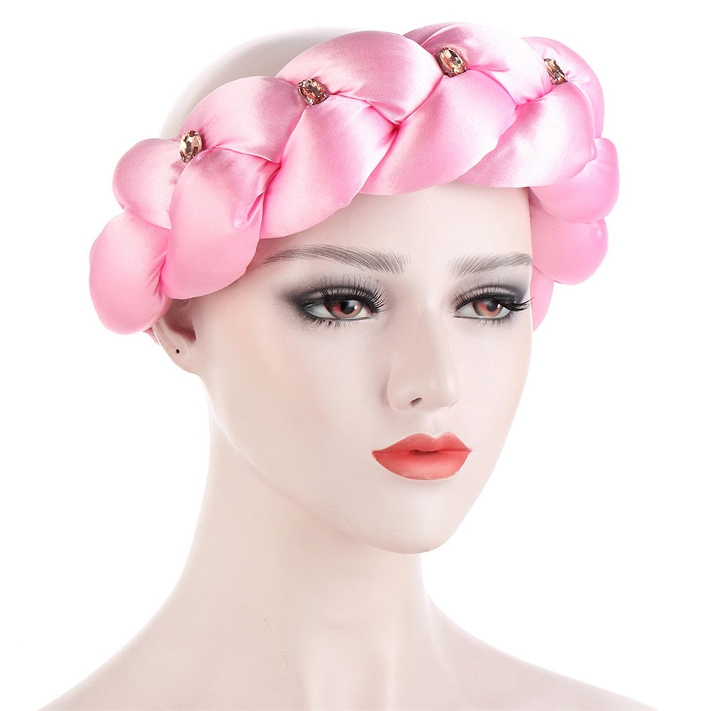 Satin Braided HeadBand With Sequins