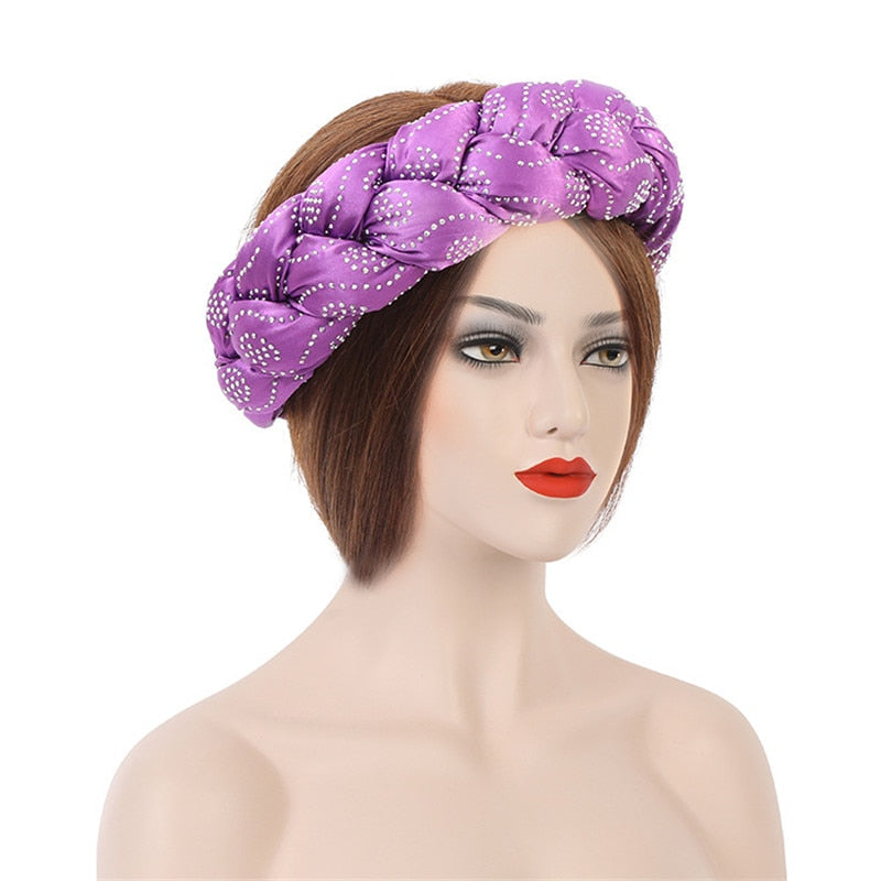 Satin Braided HeadBand With Sequins