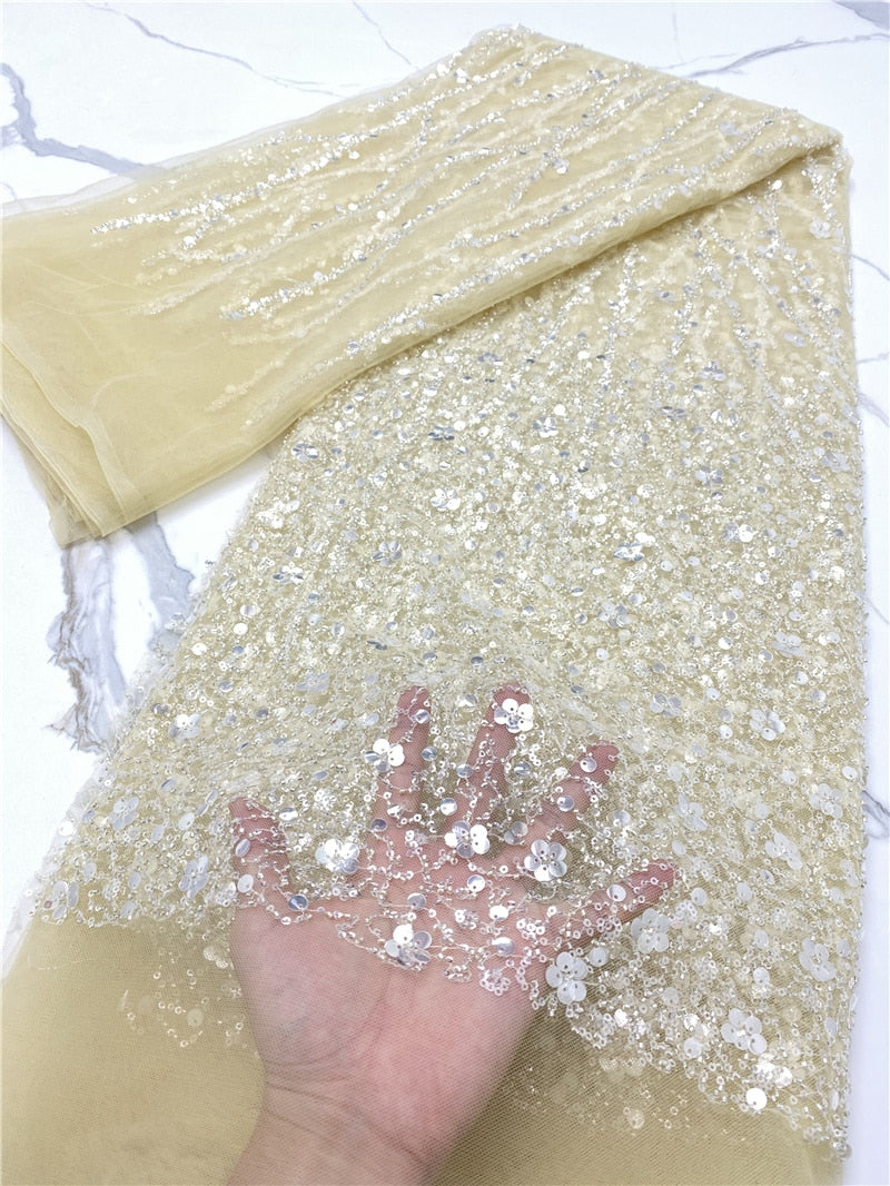 French Lace With Beads and Sequins