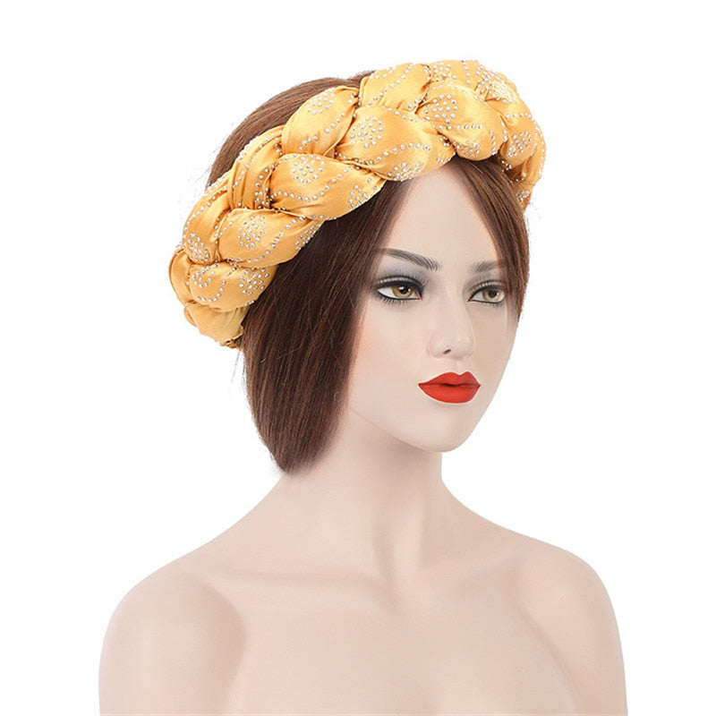 Satin Braided HeadBand With Sequins