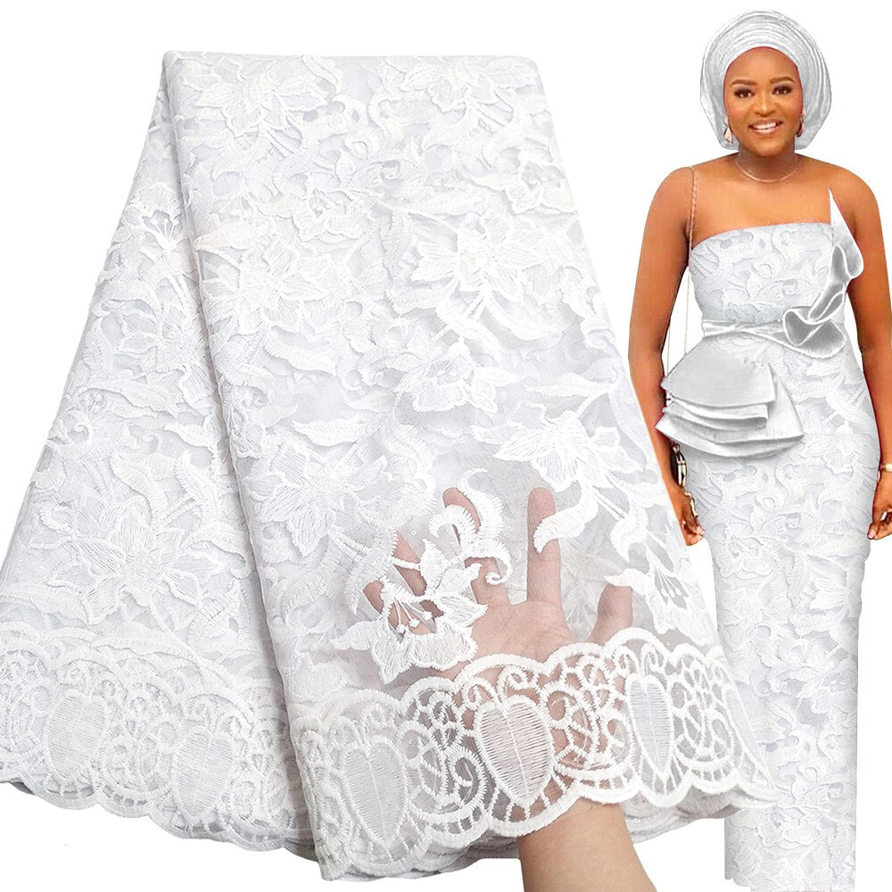 Elegant White Lace Fabric 5 Yards French Tulle Laces