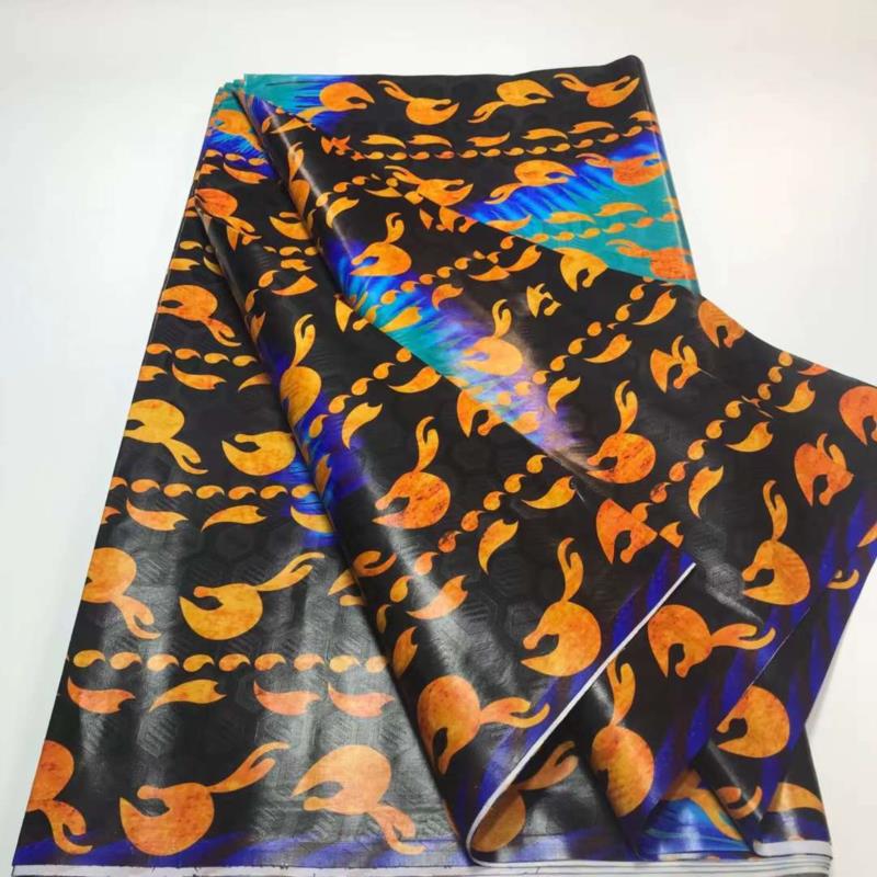 Top Quality Colorful Style African Bazin Riche Fabric Cotton Basin Sewing Guinea Brocade Tissu Africain Nigerian Atiku 5 Yards