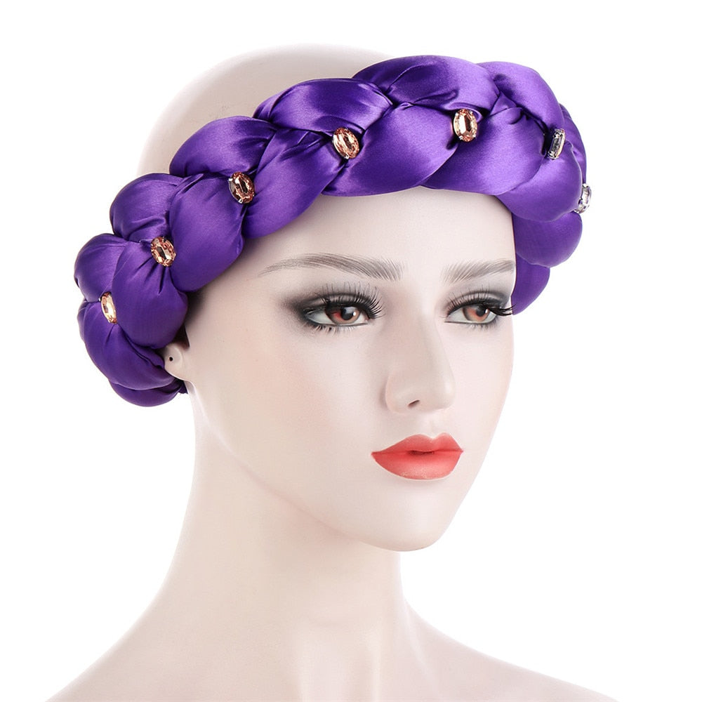 Satin Braided HeadBand With Sequins