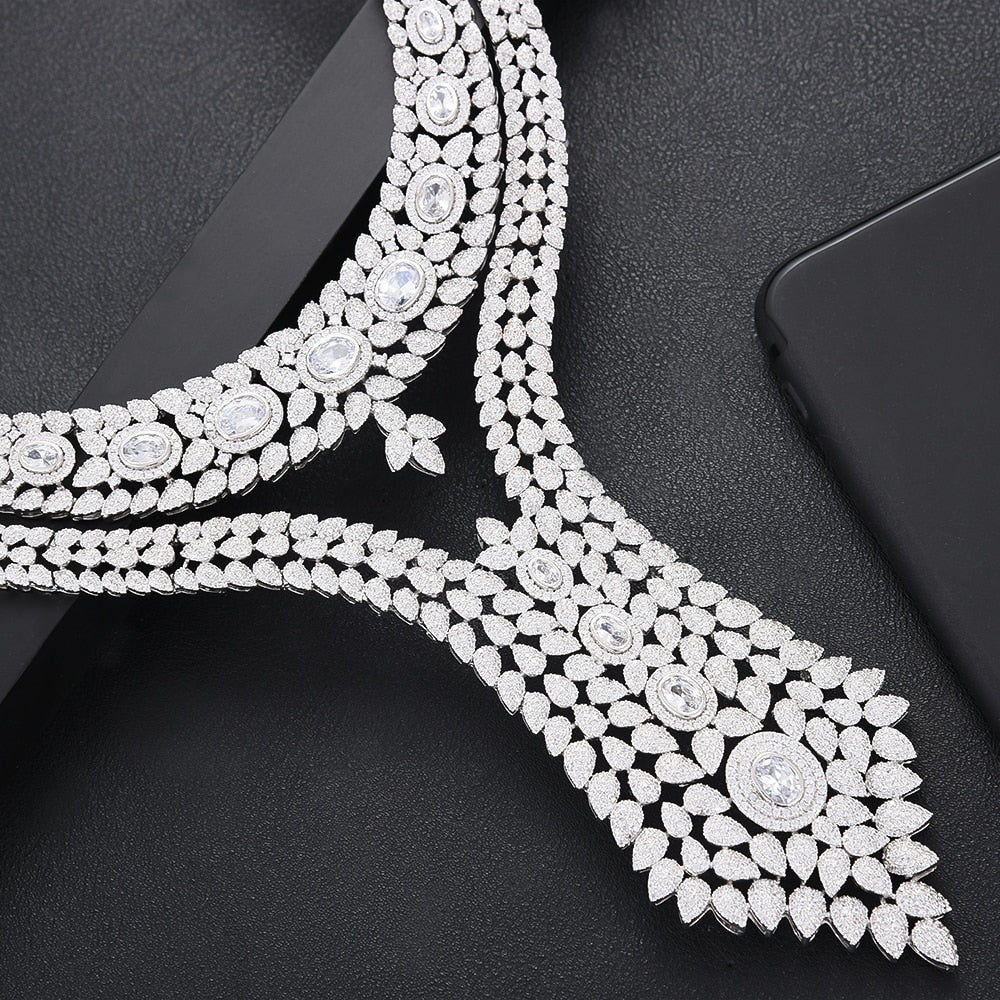 Double Layer Cubic Zircon Chokers Dubai Gold