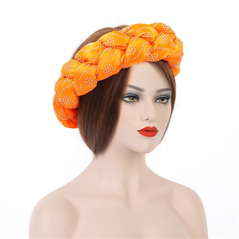 Satin Braided HeadBand With Sequins