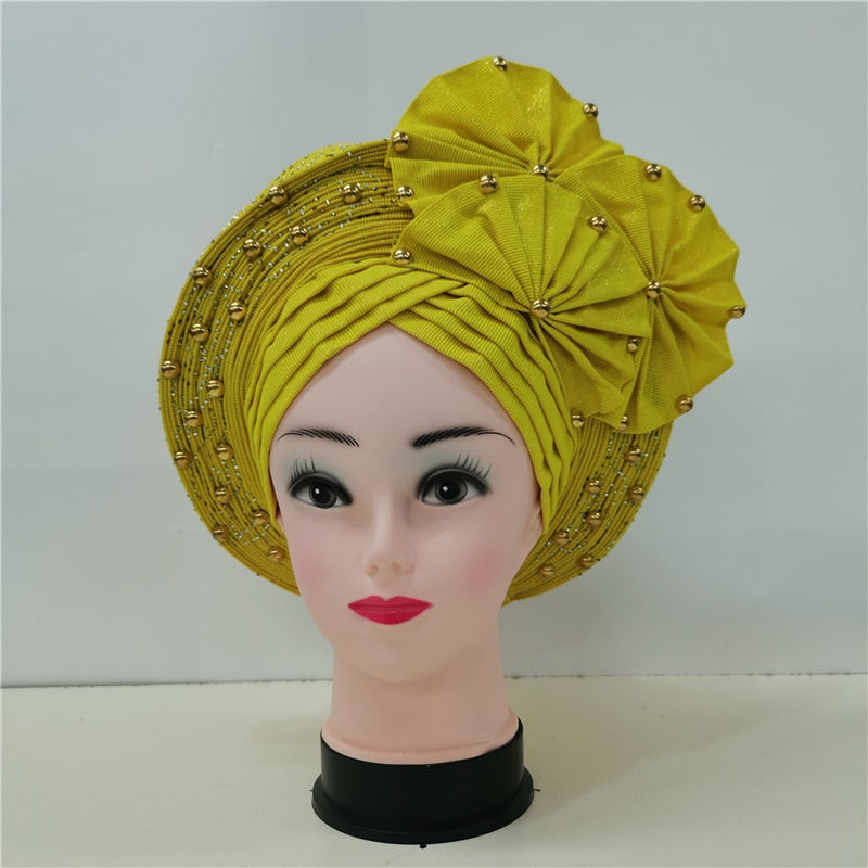 Beaded Auto Gele With Sequins