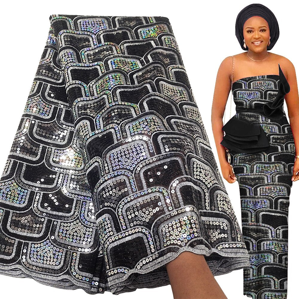 Luxury Sequence Lace Fabric 5 Yards French Tulle